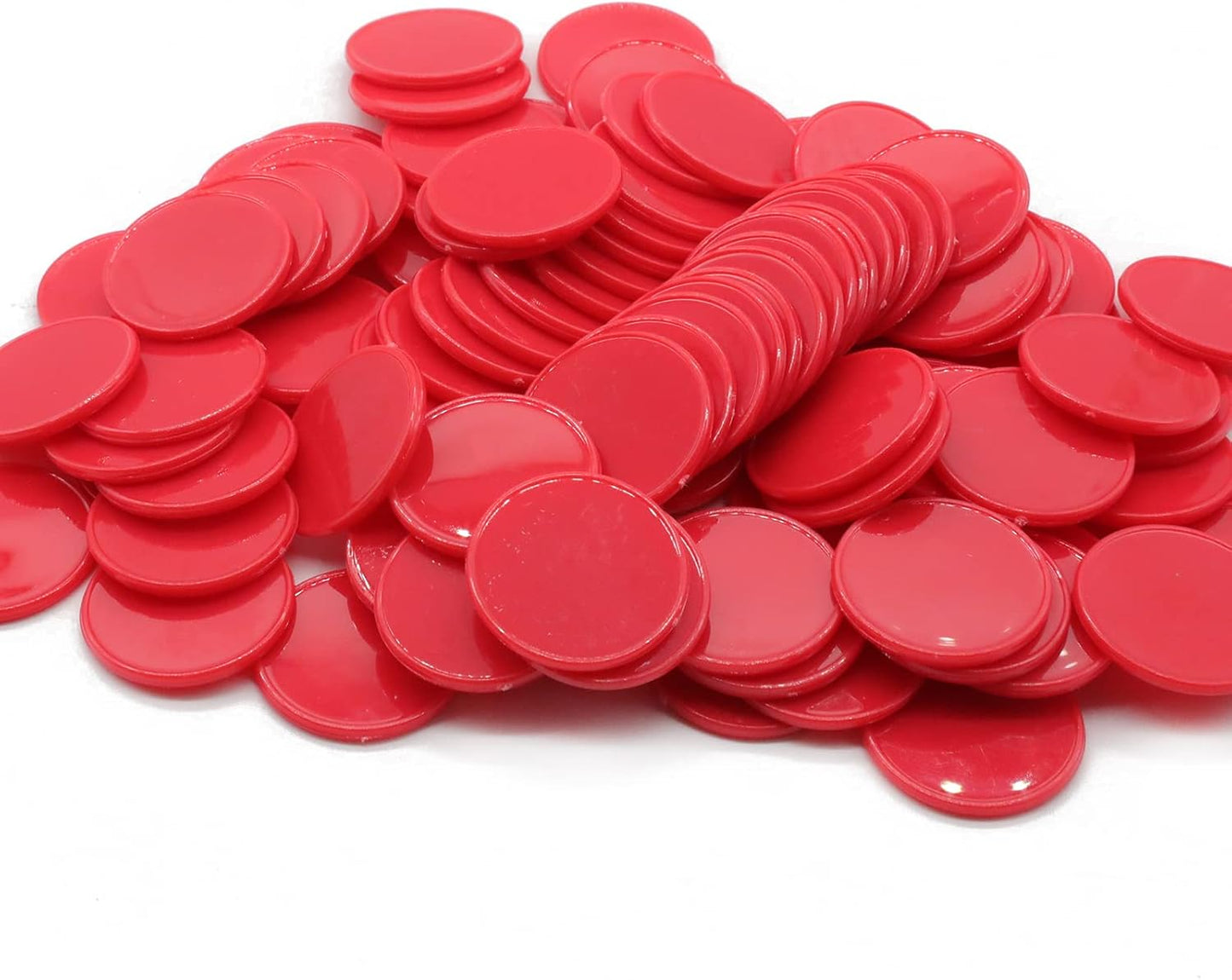 Set of 100 Opaque Plastic Learning Counters Mini Poker Chips Game Tokens with Storage Box (Red, 1.58 Inch)