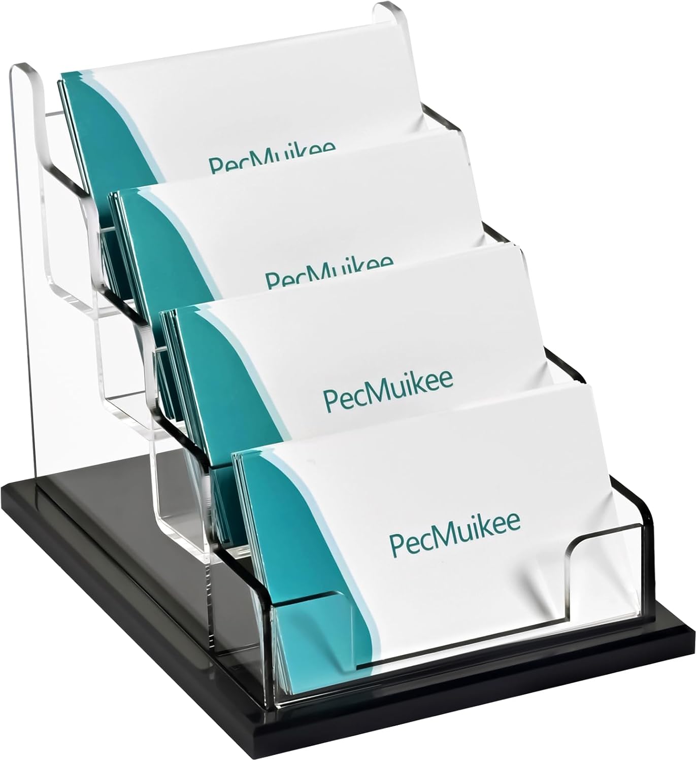 PecMuikee Business Card Holder for Desk，Acrylic Business Card Display Stand,Multiple Business Card Holders for Office, Exhibition, Home, Restaurant (ZFZ-MPH-4C)
