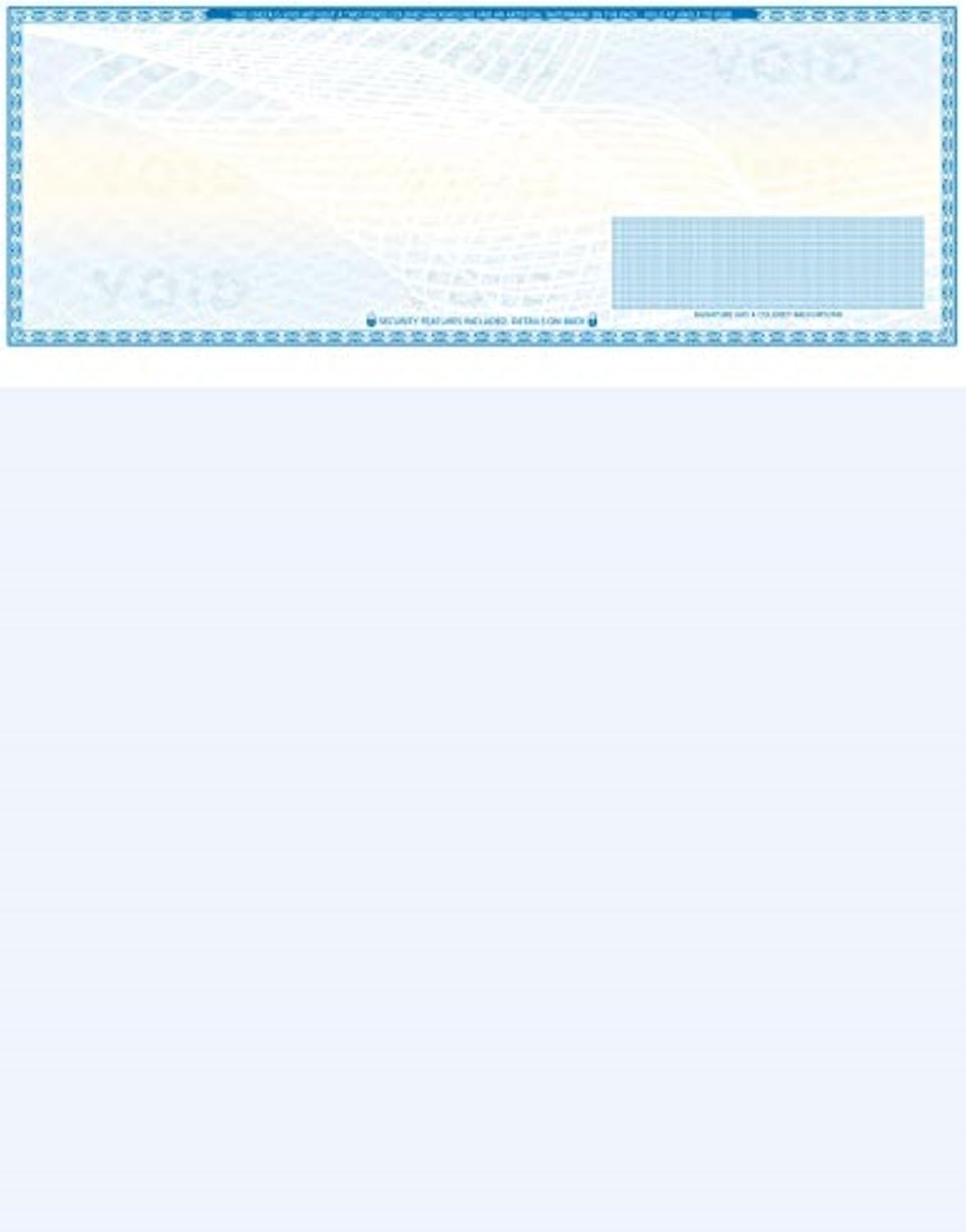 2000 High Security Blank Check Stock - Checks on Top Compatible with QuickBooks, Quicken - Paper Weight # 70 Light Blue Art Deco