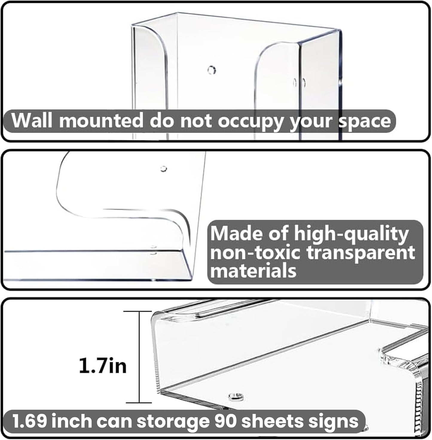 Acrylic Brochure Holders, 4x6 inches Slide-in Interlocking, 6 Pack Wall Mount Pamphlet Holder for Magazine, Pamphlet, Booklets, Menu, Journals