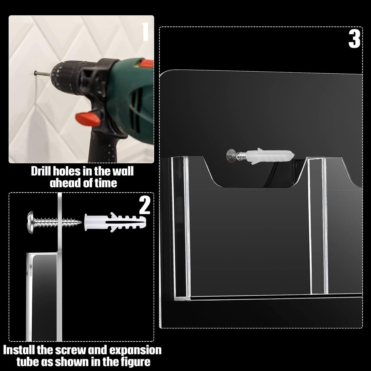 Eersida 2 Pack Acrylic Brochure Pamphlet Holder Wall Mount Clear Brochure Display Holder Plastic Trifold Flyer Rack Literature Storage Rack for Offices Waiting Room (12 Pockets, 25 x 15 Inch)