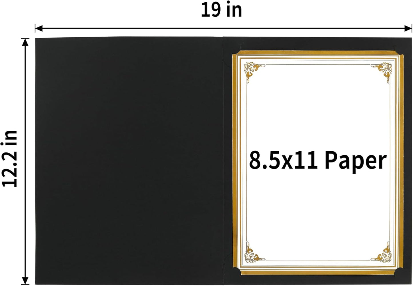SUNEE Certificate Holders(Black, 80 Packs, New Pattern), Diploma Covers Gold Foil Border, for Letter Size 8.5x11 Certificates, Cardstock, Document Papers