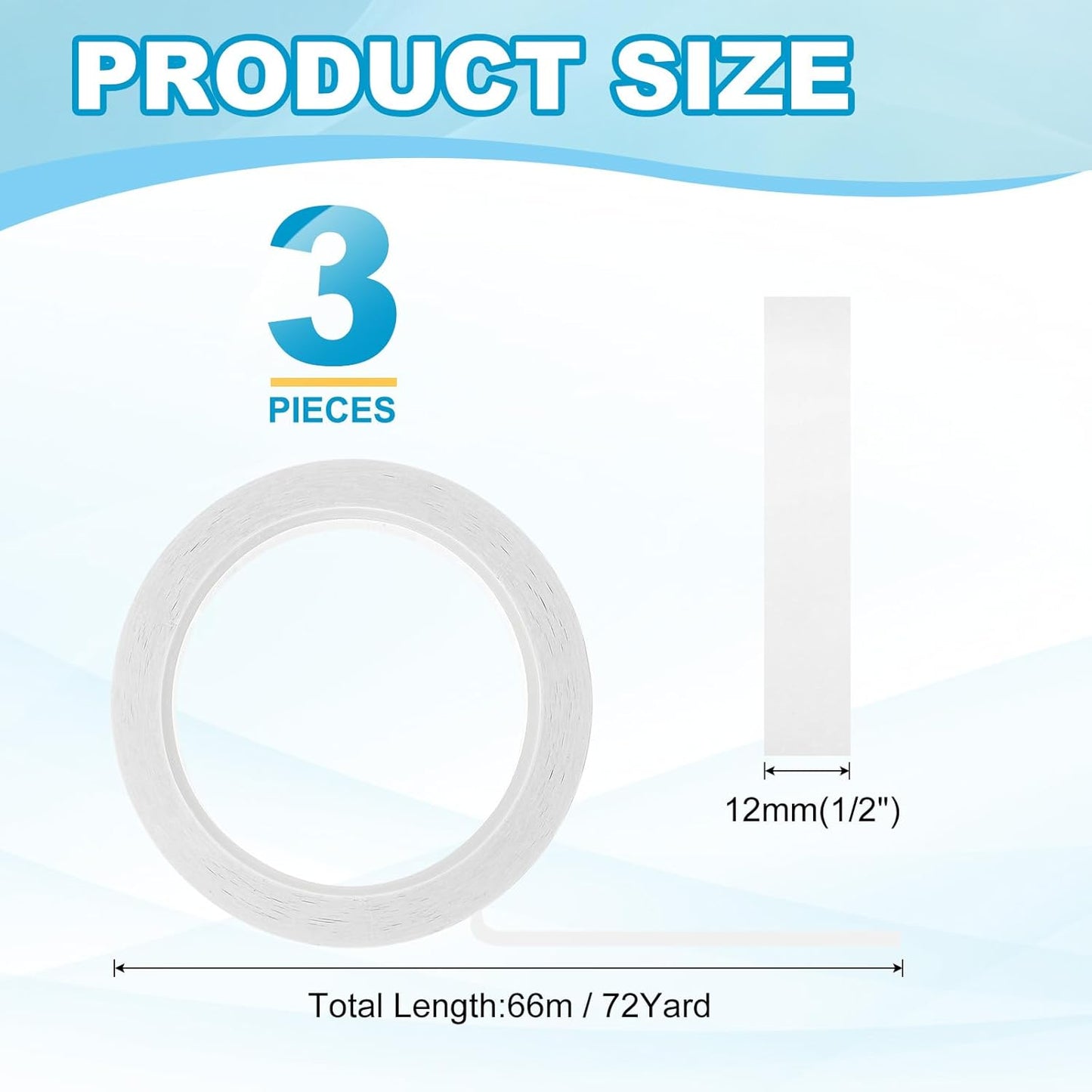 MECCANIXITY Whiteboard Tape 1/2" x 72 Yard Pinstripe Graphic Chart Line Grid Marking Tapes for Classroom Office Dry Erase Board Art, White, Pack of 3