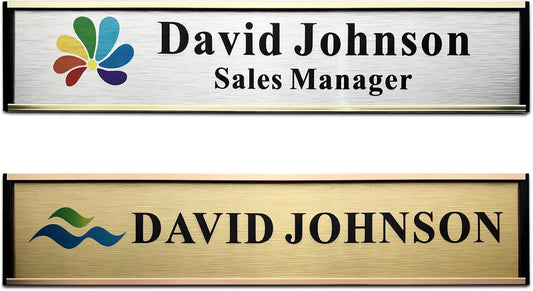 Personalized Name Plate for Door or Wall, 2 * 10 inch Custom Office Aluminum Door or Wall Name Plates with Logo Image or Texts, Office Appreciation Gifts for Coworkers Boss Teacher, Employee
