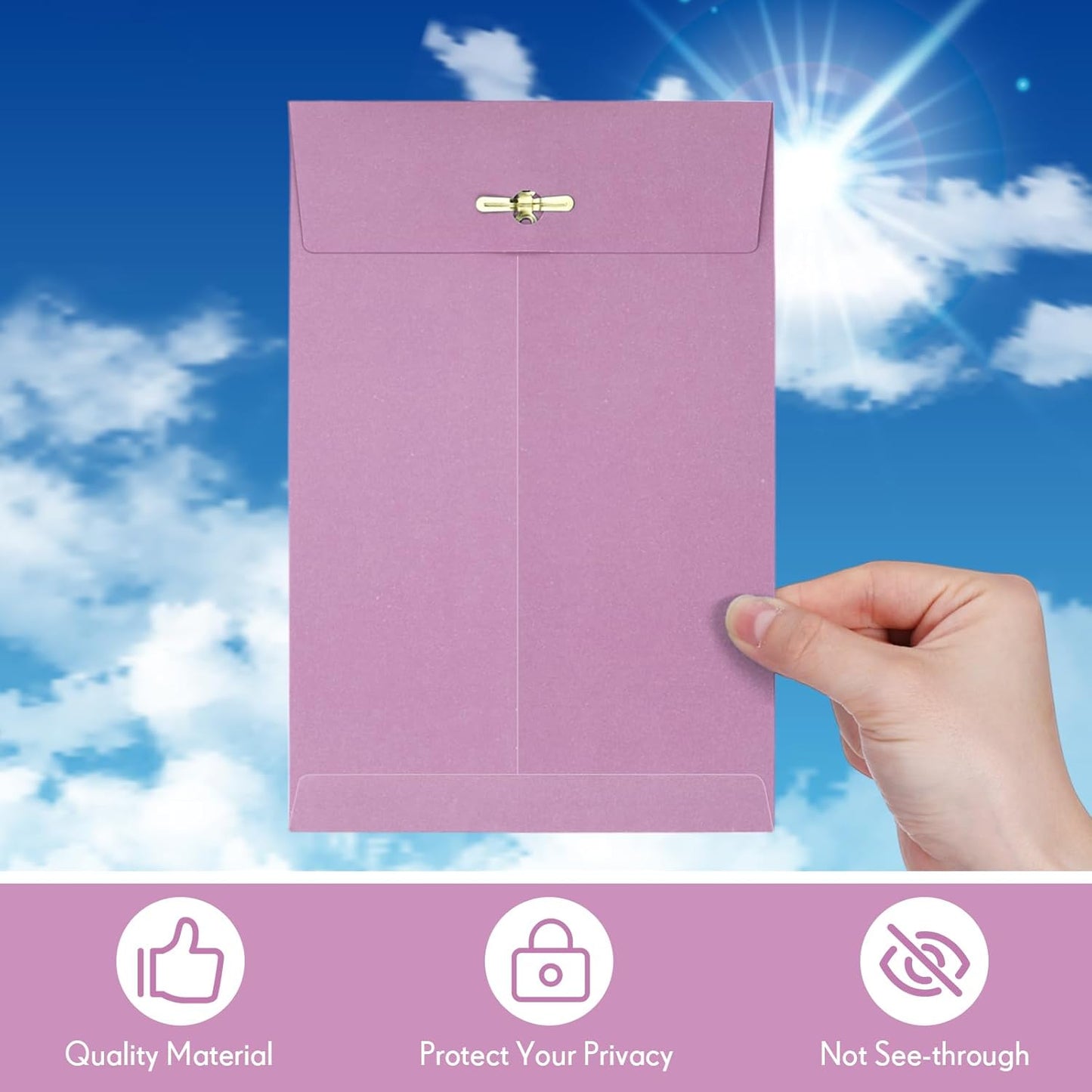 Teling 50 Pcs 5 x 7.5 Manilla Envelopes Clasp Kraft Catalog with Closure for Storing Mailing 28 lb Kraft Envelope Paper for Office Document School Business Home(Pink)