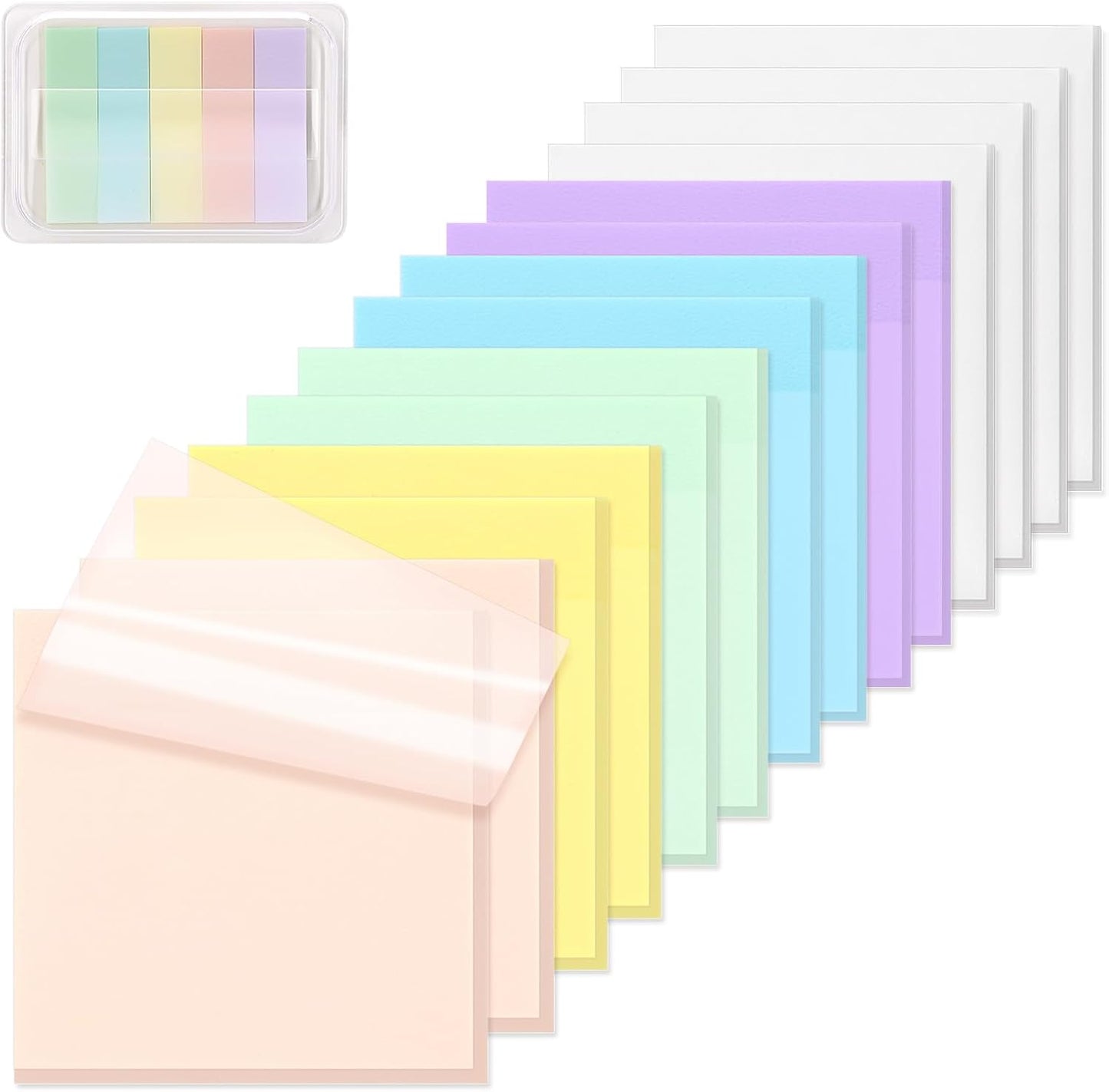‎SYMDROMIA Transparent Sticky Notes, 3"x3" Clear Sticky Notes, Post Translucent with See Through Self-Adhesive Sticky Pads for Office School College Supplies, 800 Sheets Bright Morandi