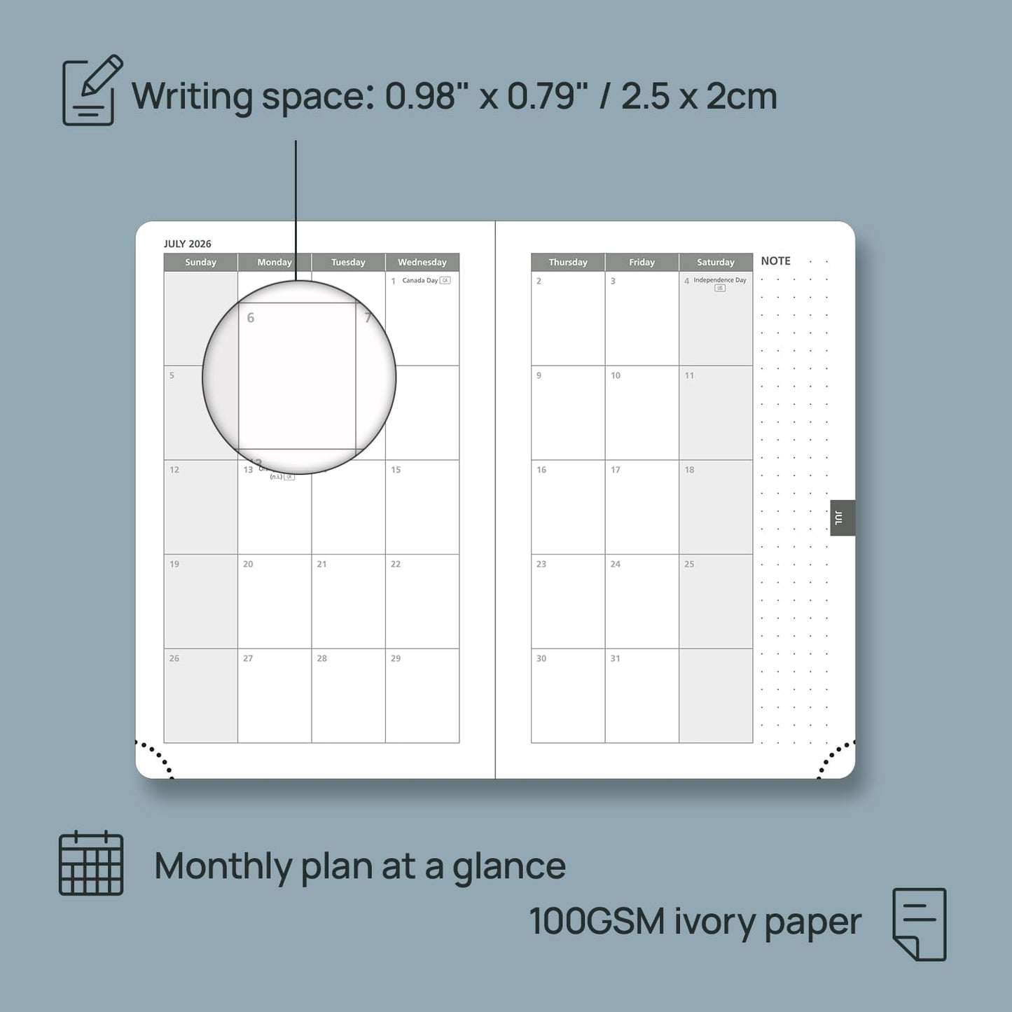 POPRUN Pocket Calendar 2026 (Small Size- 4'' x 6.25") Weekly and Monthly for Purse - Planner 2026 (Jan. 2026 - Dec. 2026) with Vegan Leather Soft Cover, Plastic Ruler, Pen Holder and More - Grey