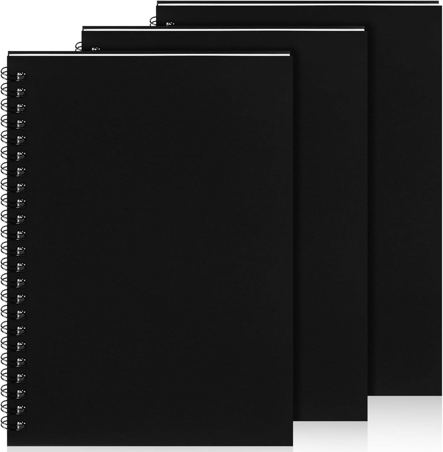 Yahenda Spiral Notebook Bulk A5 Journal Lined 8.3'' x 5.5'' Writing Composition Paper Small Notepad Subject Notebook for Students Office Business Back to School Supplies(Black,3 Pcs)