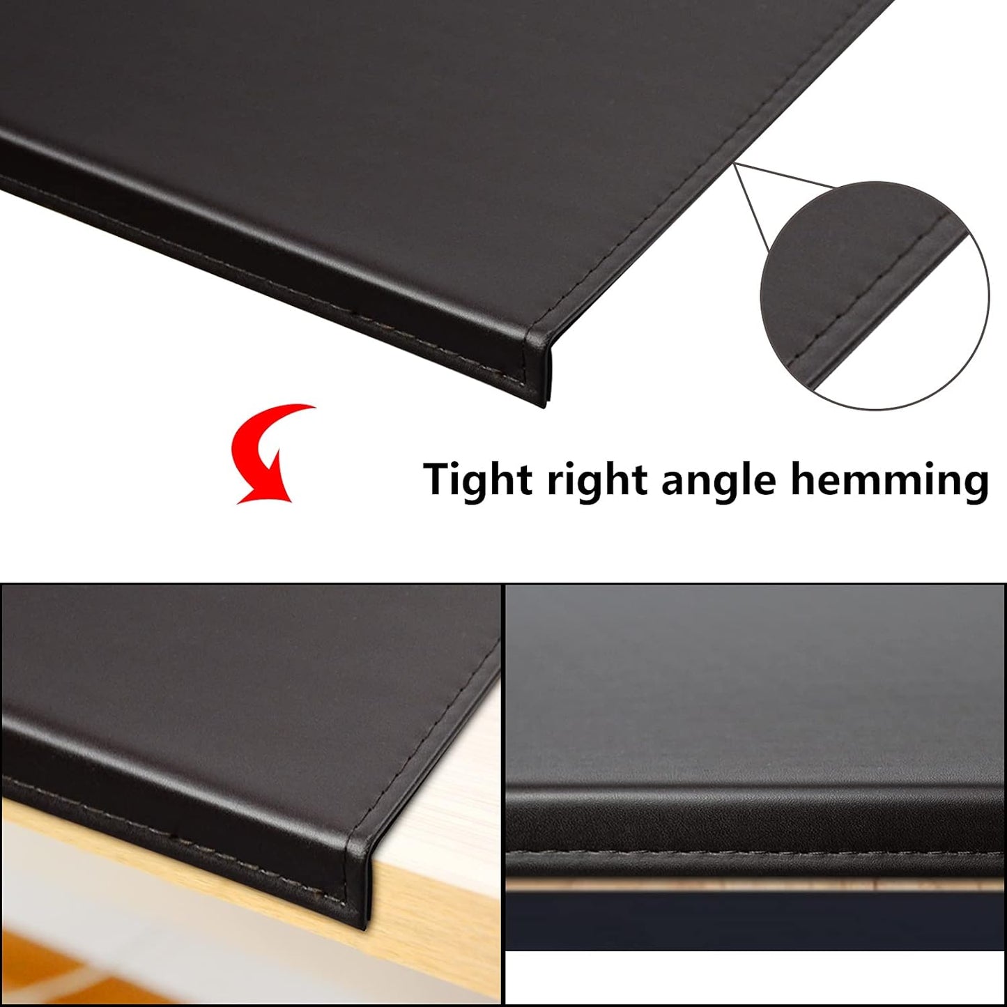 AKOZLIN 35.4"x 18.9" Soft PU Leather Surface Office Desk Mouse Mat Anti-Push Pad with Full Grip Fixation Lip Table Blotter Edge-Locked Protector Coffee