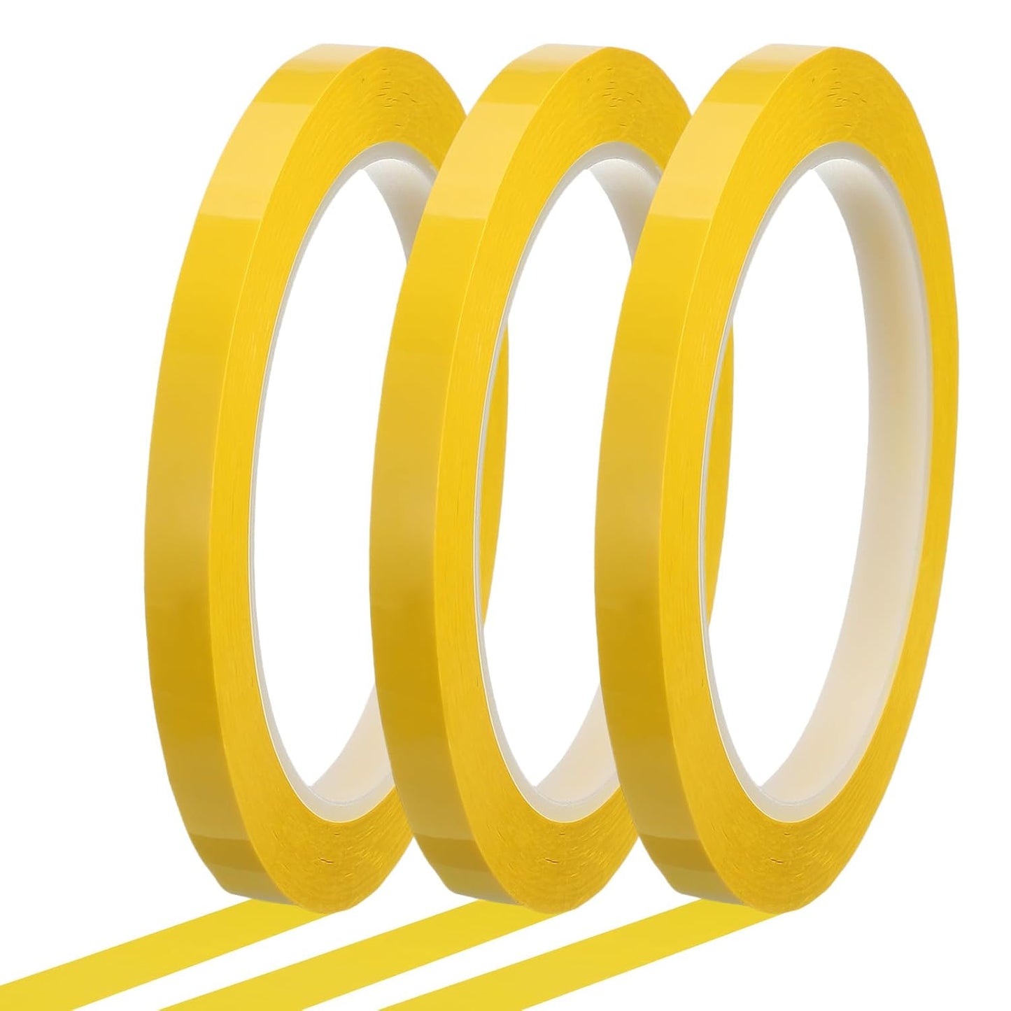 MECCANIXITY Whiteboard Tape 5/16" x 72 Yard Pinstripe Graphic Chart Line Grid Marking Tapes for Classroom Office Dry Erase Board Art, Dark Yellow, Pack of 3