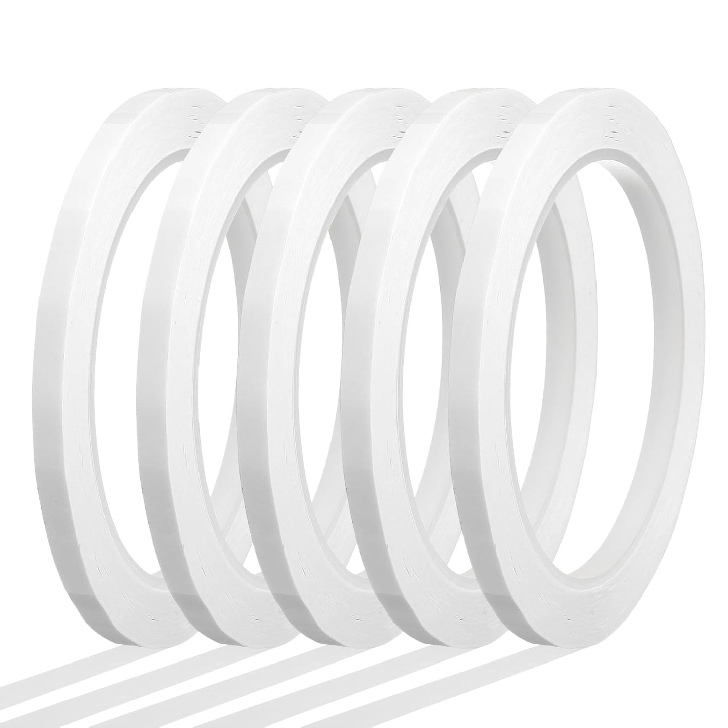 MECCANIXITY Whiteboard Tape 1/4" x 72 Yard Pinstripe Graphic Chart Line Grid Marking Tapes for Classroom Office Dry Erase Board Art, White, Pack of 5