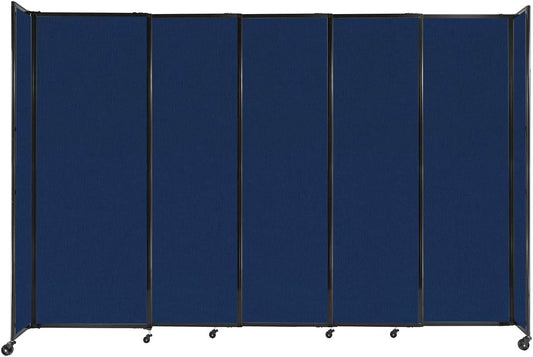 Versare Straightwall Sliding Portable Wall Partition | Freestanding Office Dividers | Locking Wheels | Temporary Room Separator | 11'3'' Wide x 7'6'' Tall Navy Blue Fabric Panels