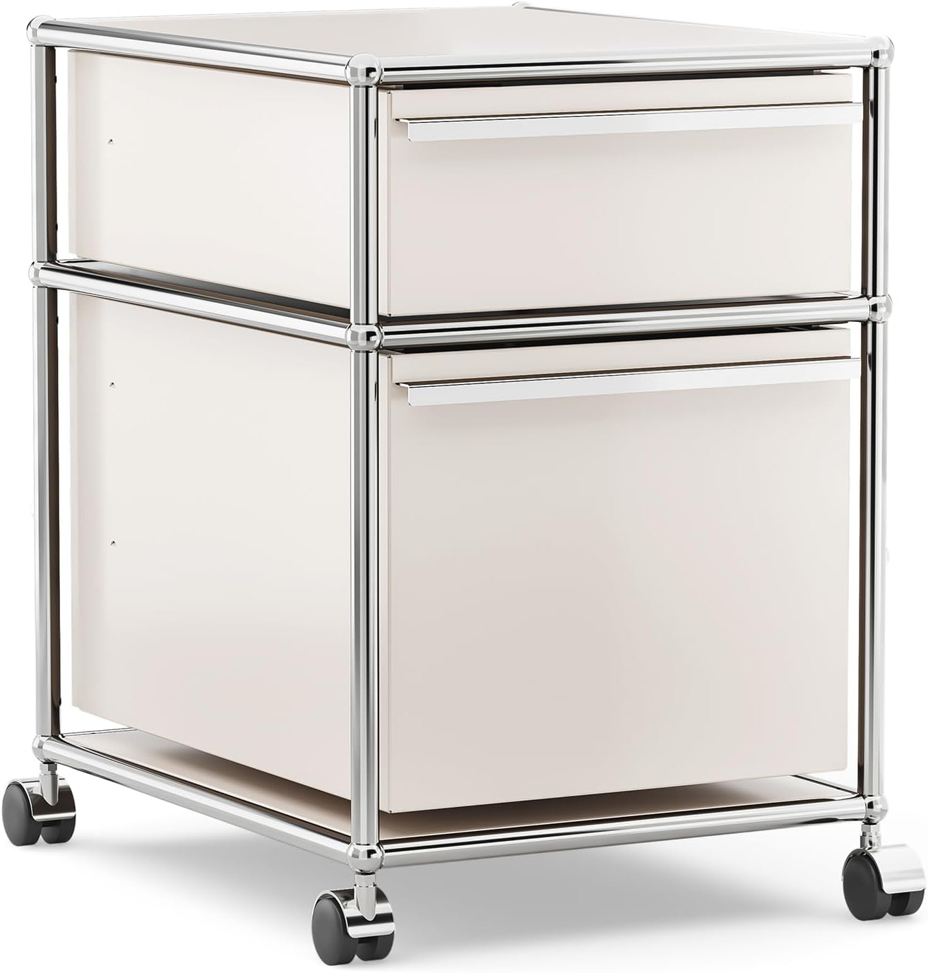 Steel Mobile File Cabinet for Office & Home with 360° Silent Wheels, Smooth Drawer Slides, Large Capacity, Waterproof and Rust-Proof, Stylish & Durable Storage Cabinet (2 Drawer, White)