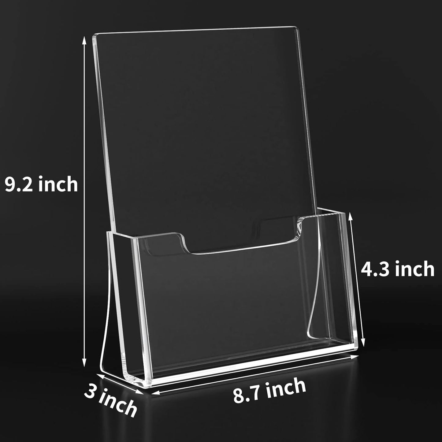 HIIMIEI Brochure Holder 8.5 x 11 inches, Acrylic Flyer Holder with 2 Pack, Plastic Stands for Displaying Magazines, Pamphlets, Literature, Brochures, Booklets, Menu