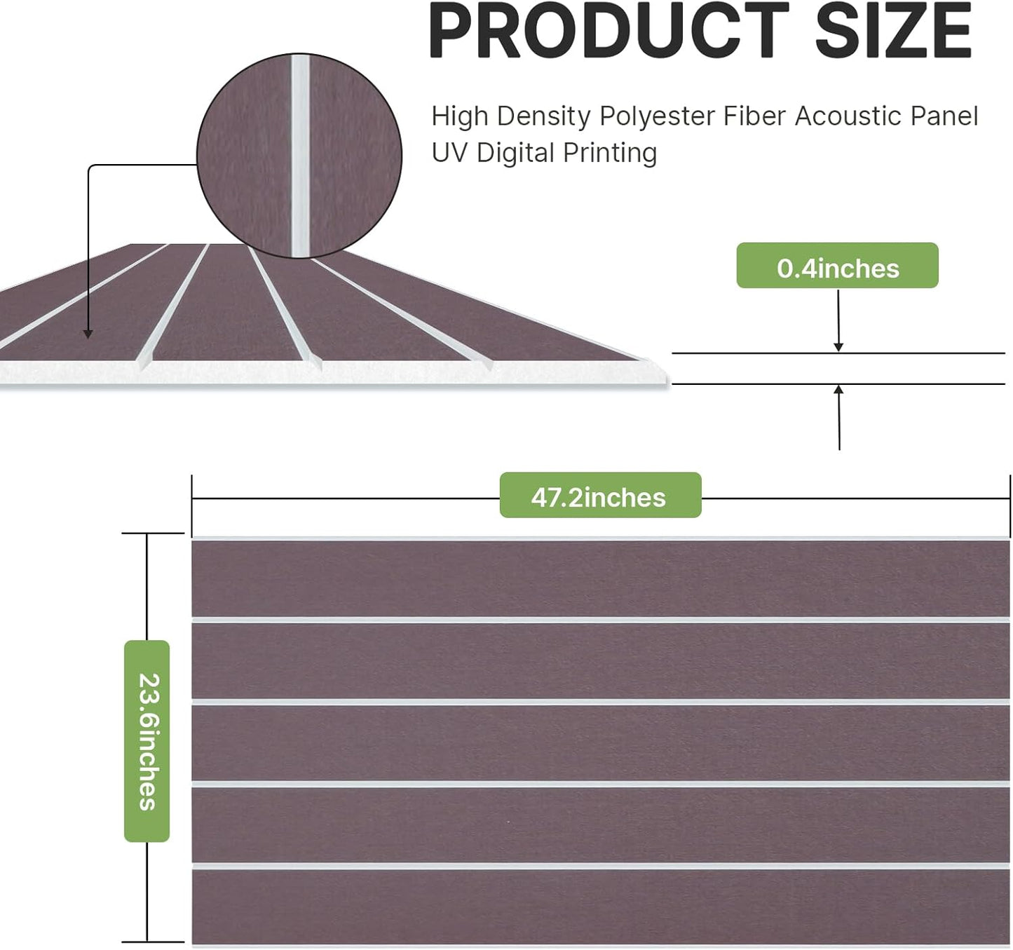 Acoustic 4 Pack Soundproofing UV Print Panels, 47.2” x 23.6” x 0.4” Adhesive Noise Dampening Wall Panels for Home Studio, Office, Gaming Room, and Theater(Dark Brown)