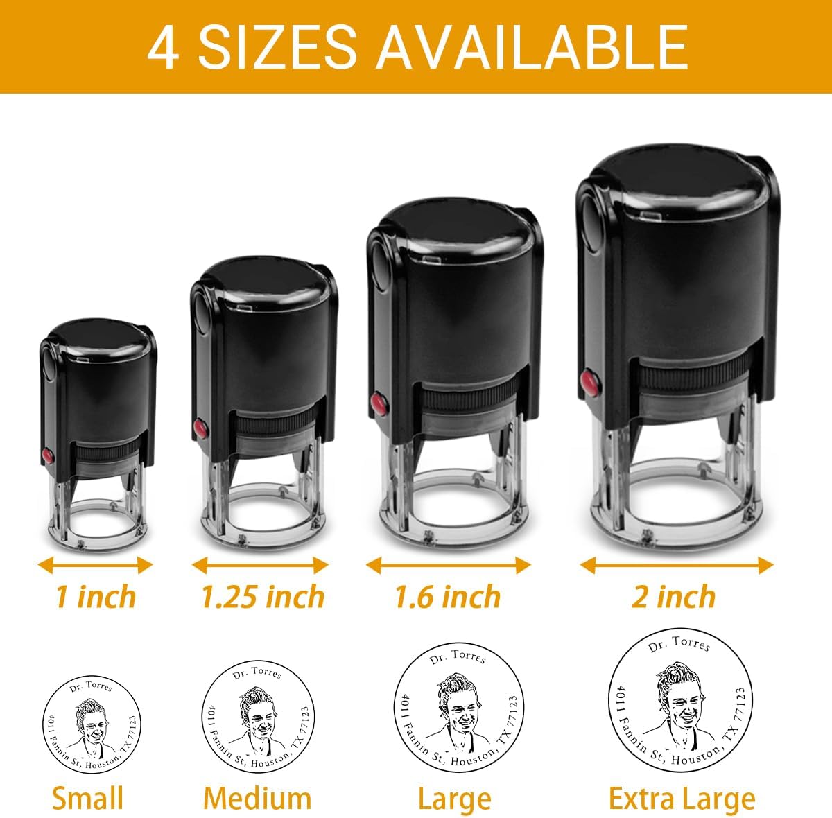 Personalized Photo face Stamp Custom Portrait Stamp Customized Self Inking Rubber Stamper with Text School Office Business Supplies Gift for Teachers Pets Kids Family Friends Client Employees, Round