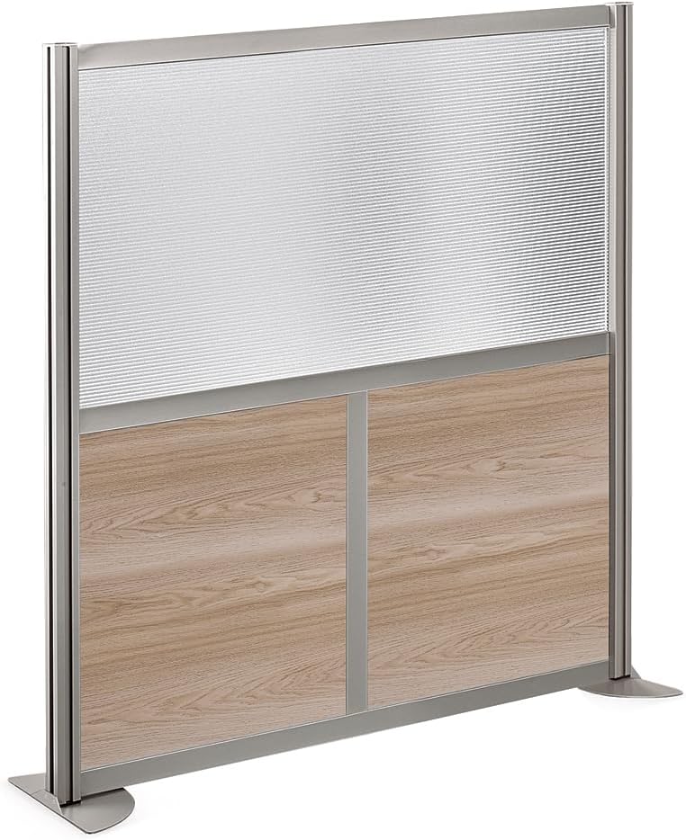 NBF Office Partitions - Cubicle Privacy Panel Wall Divider - Modern Room Separator with Quick Assembly - Indoor Laminate Free Standing Portable Room Divider Panel - 52" H x 49" W (Gray)
