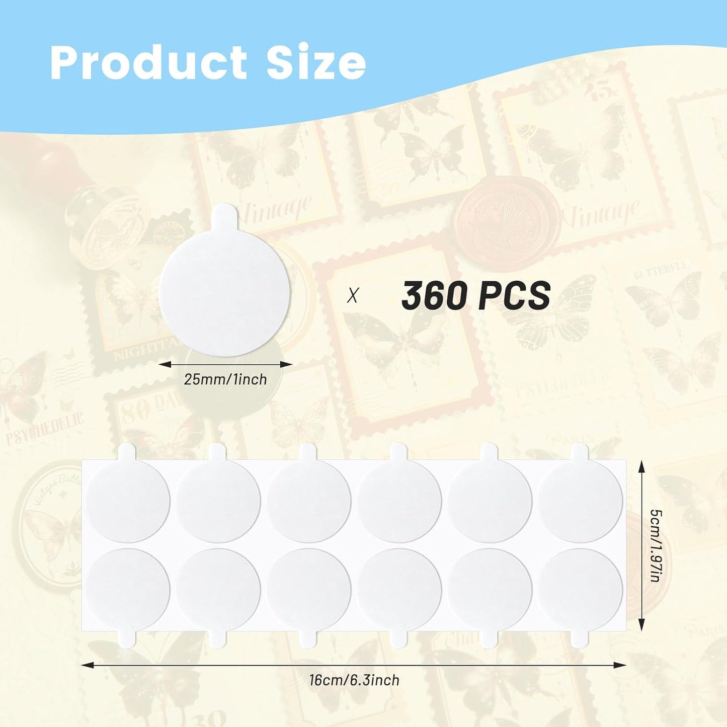 360 PCS Double Sided Adhesive Wax Seal Stickers Removable Sticky Tack Putty (1 inch) for Wax Sealing Stickers, for DIY Art,Craft,Home Decorative Tape