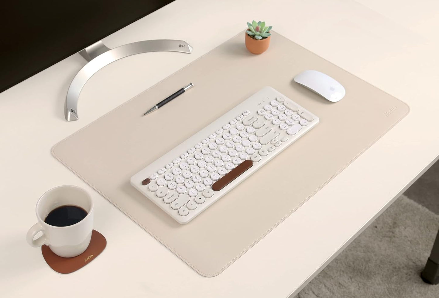 Dual-Sided Leather Desk Pad,Blotter for Laptop Computer,Mouse Pad,Writing,Drawing,Arts and Craft Mat (17"x24", Beige/Brown)