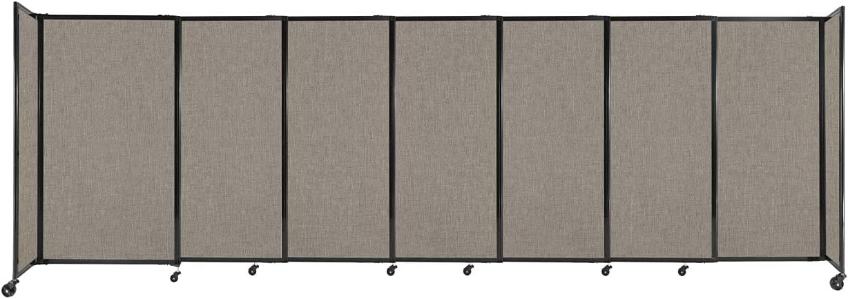 Versare Straightwall Sliding Portable Wall Partition | Freestanding Office Dividers | Locking Wheels | Temporary Room Separator | 15'6" Wide x 5' Tall Warm Pebble Fabric Panels