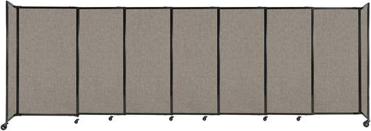 Versare Straightwall Sliding Portable Wall Partition | Freestanding Office Dividers | Locking Wheels | Temporary Room Separator | 15'6" Wide x 5' Tall Warm Pebble Fabric Panels