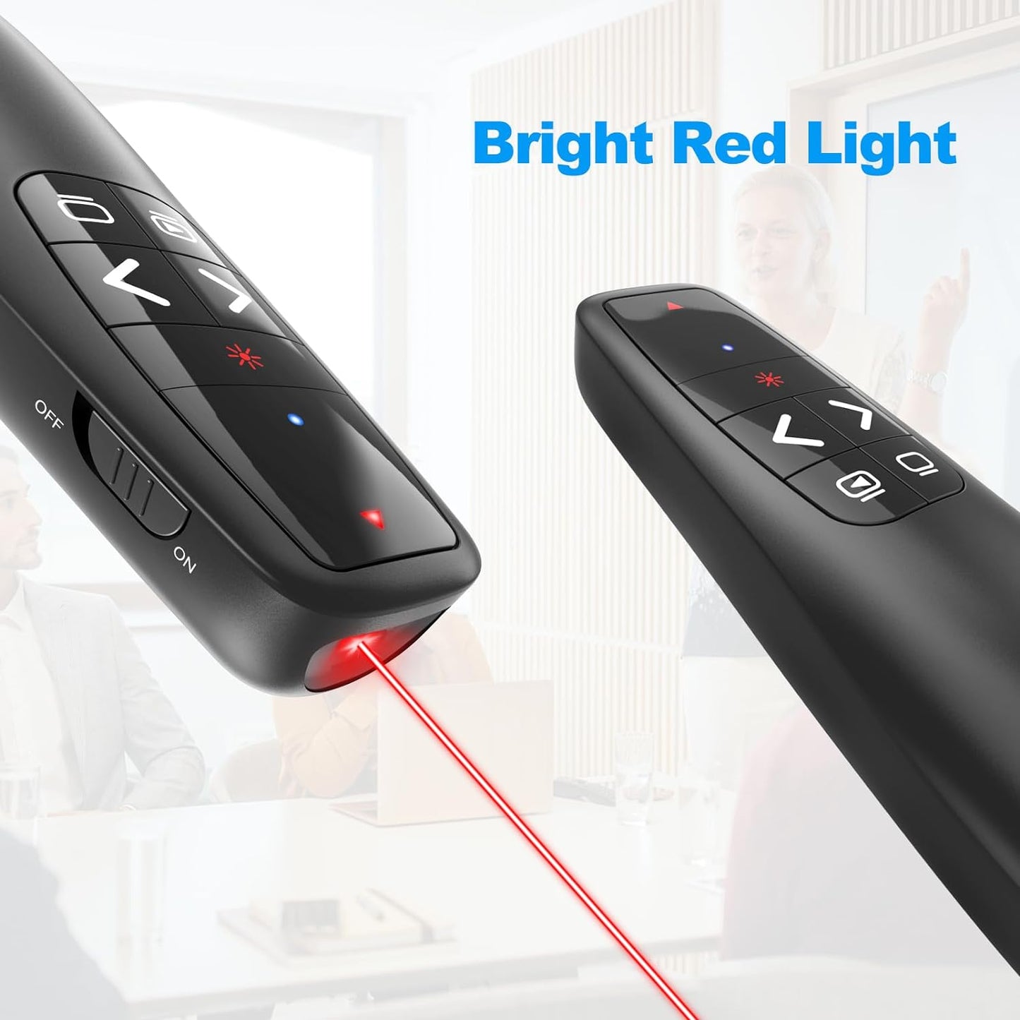 Wireless Presentation Clicker PowerPoint Presenter Remote : USB Type C Clicker with Red Laser Pointer Long Range PPT Control -Power Point Google Slide Advancer for Mac Laptop PC Computer Keynote