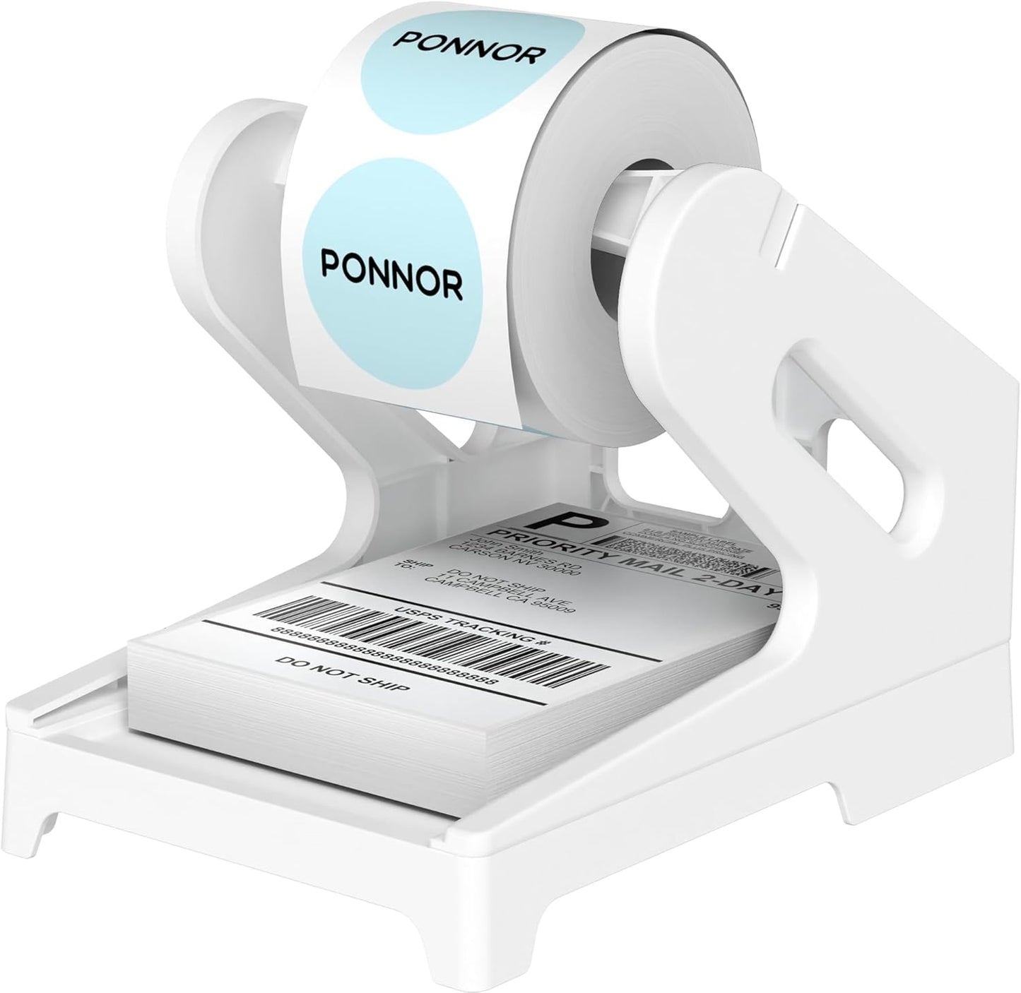 PONNOR Label Holder, Thermal Shipping Label Holder for Rolls and Fan-Fold Labels, Desktop Label Printer Accessory for Office, Home