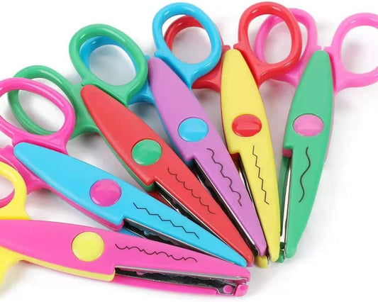 Decorative Paper Edge Scissor Set –5'' Colorful Paper Edger Scissors Great for Kids, Teachers, Crafts, Scrapbooking, DIY Projects and Kids Crafts, Set of 6 (5inch)