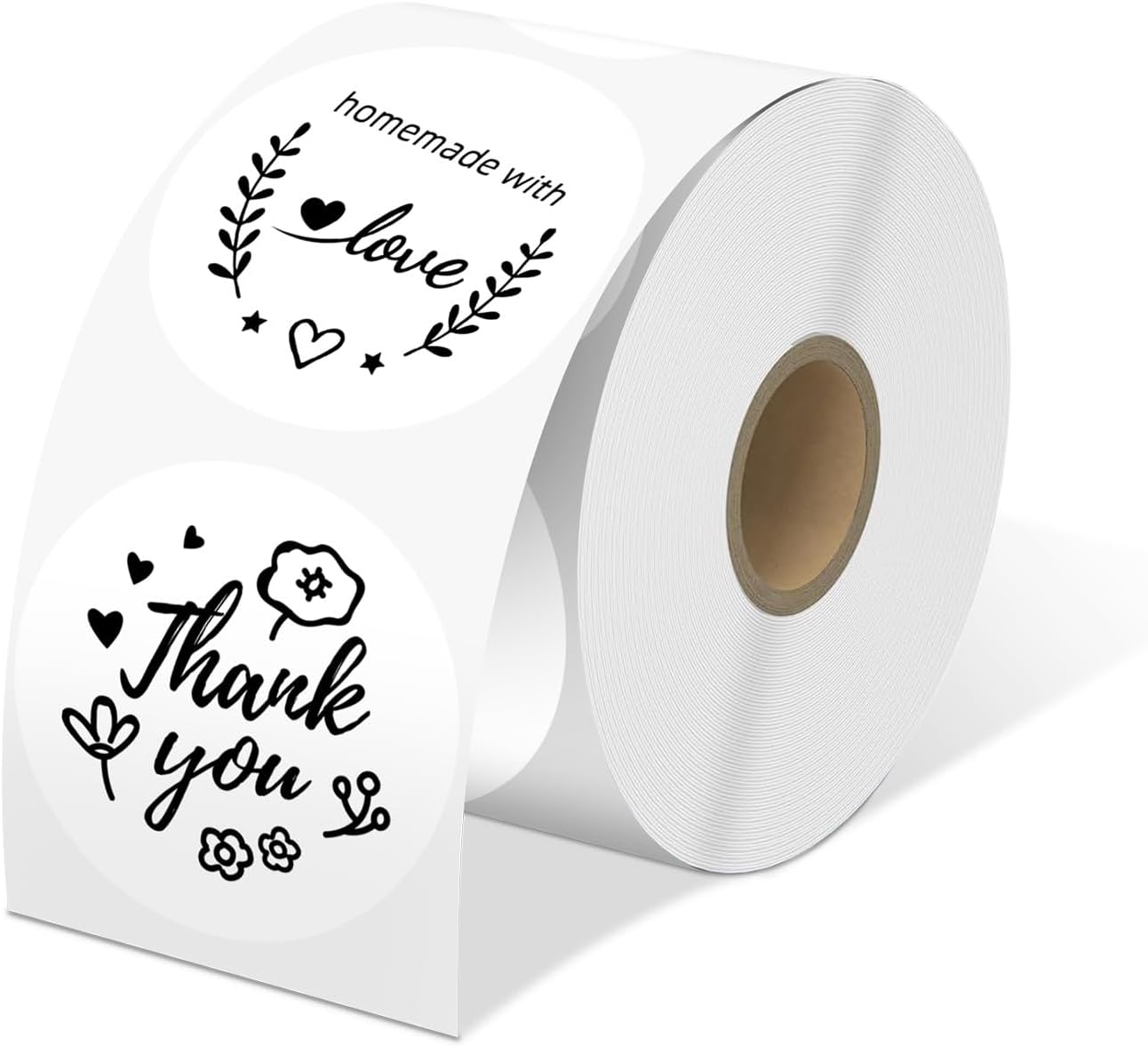 2'' White Round Thermal Labels, 750pcs Circle Thermal Printer Label, Multi-Purpose for DIY Logo Design, Name/Price Tag, Address, QR Code, 750 Labels/Roll