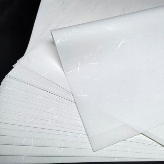 MLNSUNNY 50 Sheets 15.75"x15.75" Silver Thread Artist Textured Paperr for Mixed Media Art,Suitable for Gelli Plate Printing,Printmaking,Collage,Cyanotype Painting,Origami and Gift Wrappin