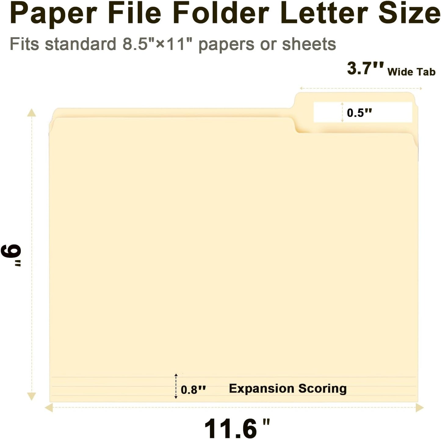 File Folder, RAZCC 250 Pack 1/3 Cut Tab File Folders Letter Size, Manila Folders, Folders with Tab, Great for Organizing and Easy File Storage