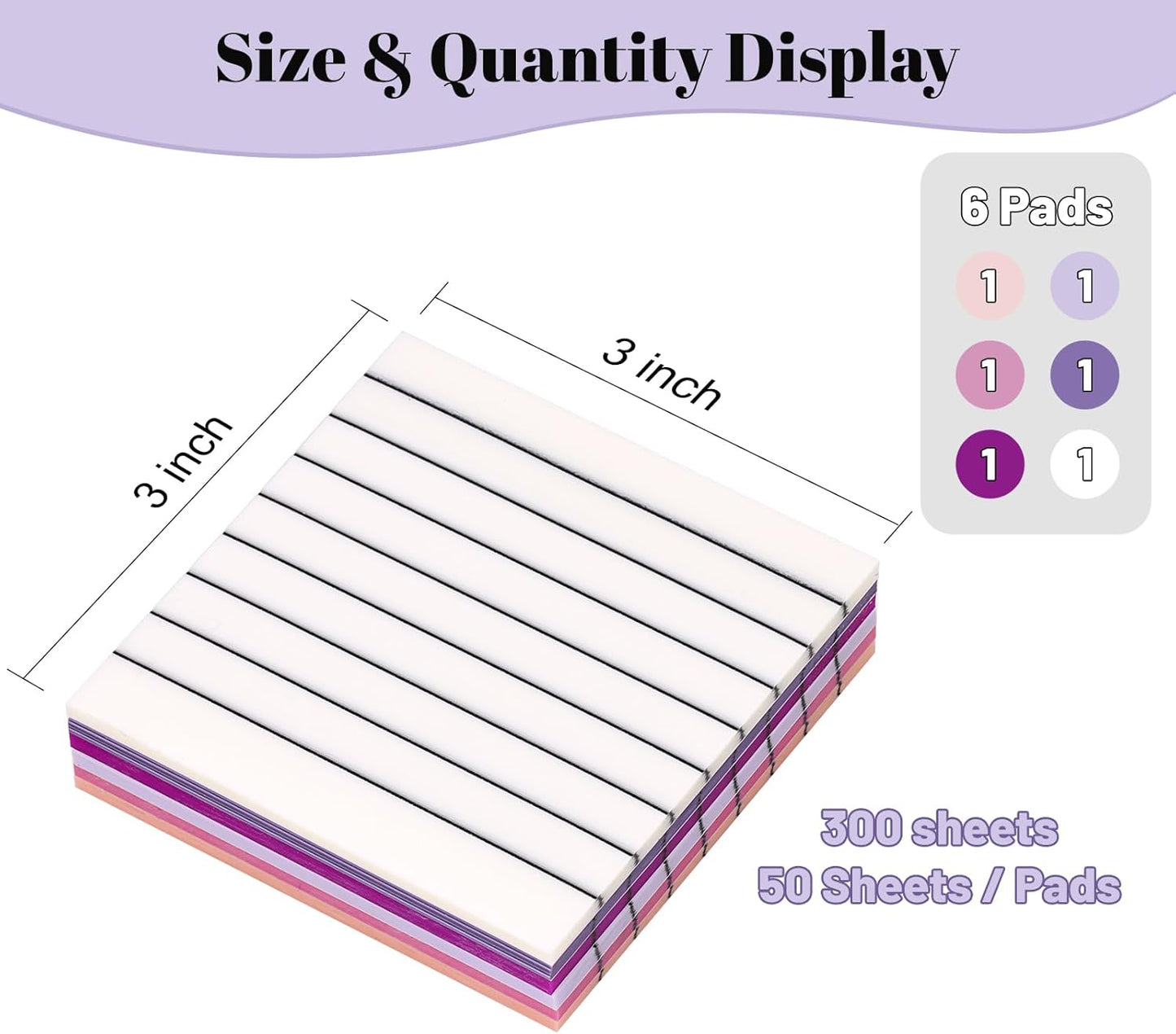 3x3 Inch Transparent Sticky Notes 300 Sheets, Clear Translucent Lined Self-Adhesive Memo Repositionable Reminder Pad for Office, College Students, Planners, Journals, School Supplies (Purple)