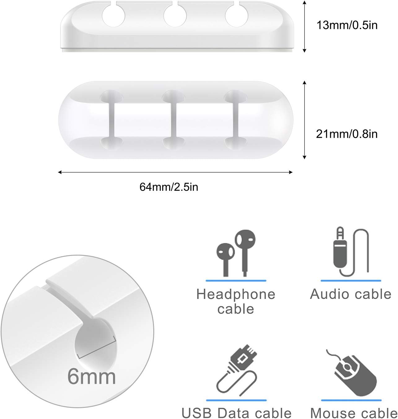 SOULWIT Cable Holder Clips, 3-Pack Cable Management Cord Organizer Clips Self Adhesive for Desktop USB Charging Cable Nightstand Power Cord Mouse Cable Wire PC Office Home