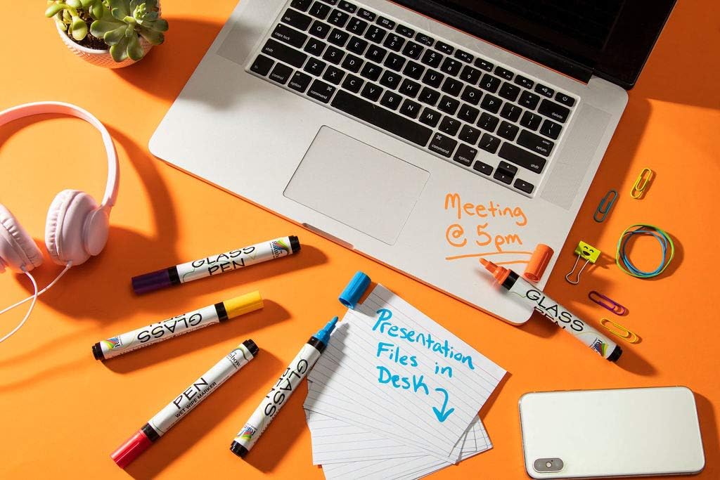 Glass Pen Window Marker: Liquid Chalk Pens for Glass, Whiteboard Markers with Washable Paint - Graduation, Car Windows, Mirror Pen, Storefront, Wedding, Parade, Party & Holiday (Pink, Fine Tip)