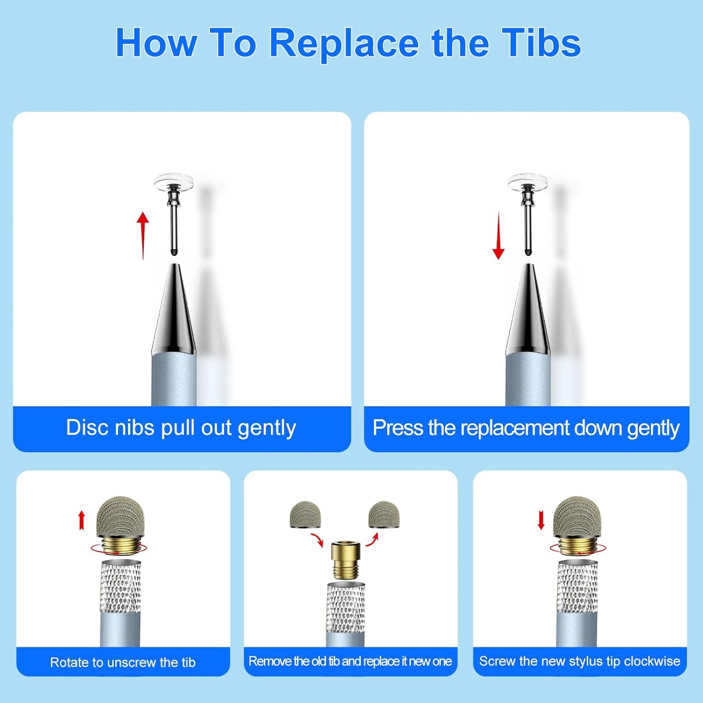 Stylus Pen for Touchscreen,3pcs 2in1 High Precision Sensitivity Stylus, Suitable for iPhone/ipad/Android Stylus for ipad,Compatible with Touch(Silver/Blue/Gold + 4Tips)