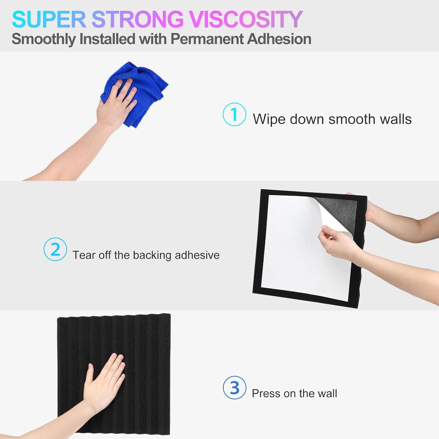 JBER 48 Pack Acoustic Foam Panels, 1" X 12" X 12" Upgraded Self-Adhesive Studio Soundproofing Wedges Fire Resistant Sound Proof Padding Acoustic Treatment Foam - Black & Red