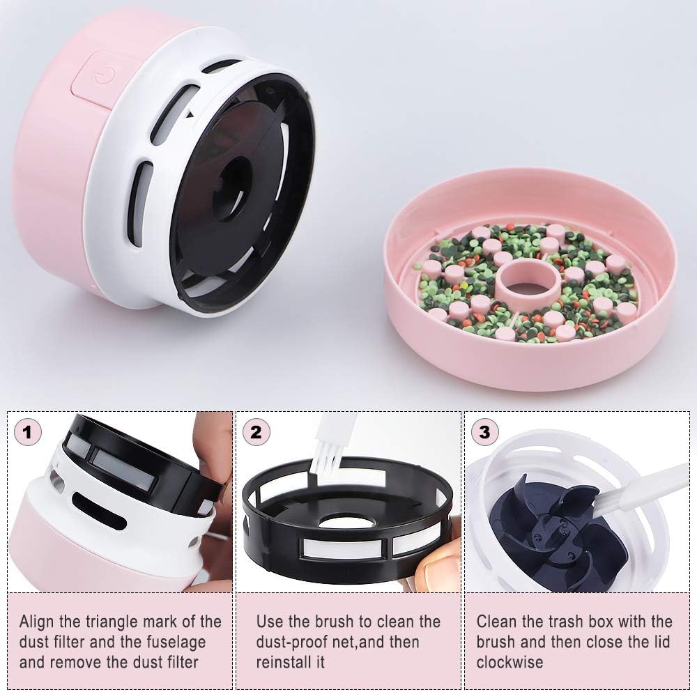 Diamond Tools, Diamond Accessories for Diamonds, Desk Vacuum Cleaner Mini, Hand-Held Vacuum Cleaner for Painting Lover (Pink+Green)