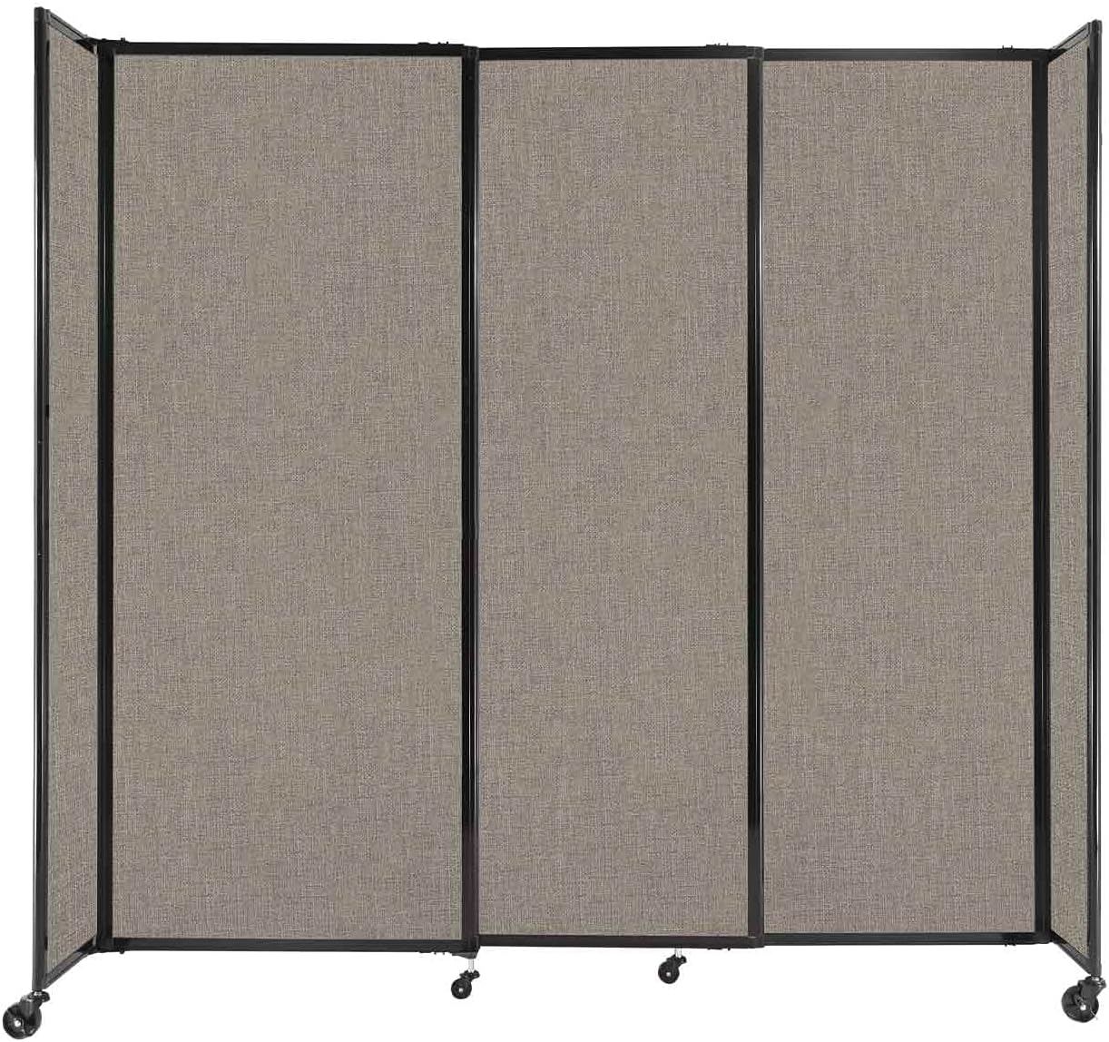 Versare Straightwall Sliding Portable Wall Partition | Freestanding Office Dividers | Locking Wheels | Temporary Room Separator | 7'2" Wide x 6'10" Tall Warm Pebble Fabric Panels