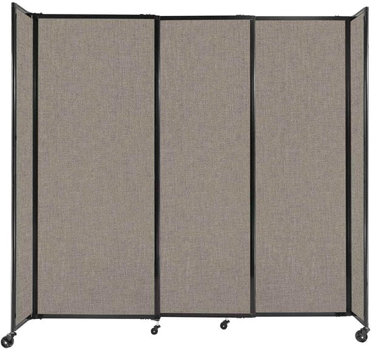 Versare Straightwall Sliding Portable Wall Partition | Freestanding Office Dividers | Locking Wheels | Temporary Room Separator | 7'2" Wide x 6'10" Tall Warm Pebble Fabric Panels