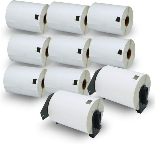 BETCKEY - Compatible Shipping Labels Replacement for Brother DK-1247 (4.07" x 6.4"), Use with Brother QL Label Printers [10 Rolls + 2 Reusable Cartridges]