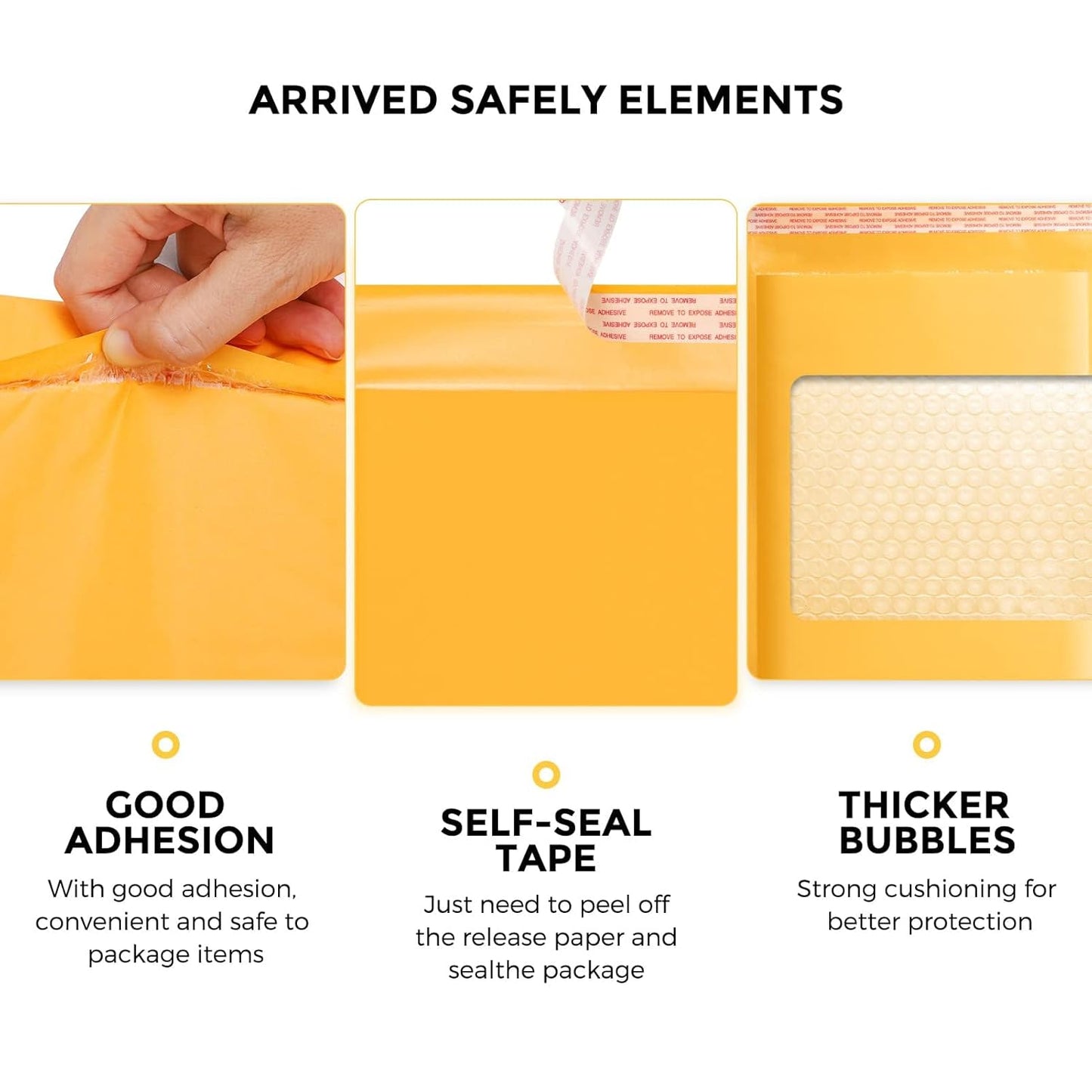 Fuxury Kraft Bubble Mailers 4x8" 400Pack Padded Envelopes Thick Bubble Envelopes Usable Size 4x7" Waterproof Cushioned Padded Mailers Packaging for Small Business #000 Yellow