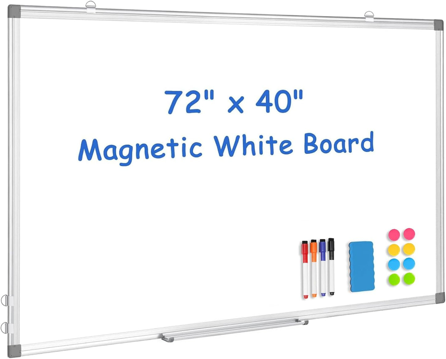 WALGLASS Large White Board, 72" x 40" Double-Sided Dry Erase Board Magnetic Whiteboard for Wall, Hanging Mounted Whiteboard Silver Aluminium Frame for Home, School, Office