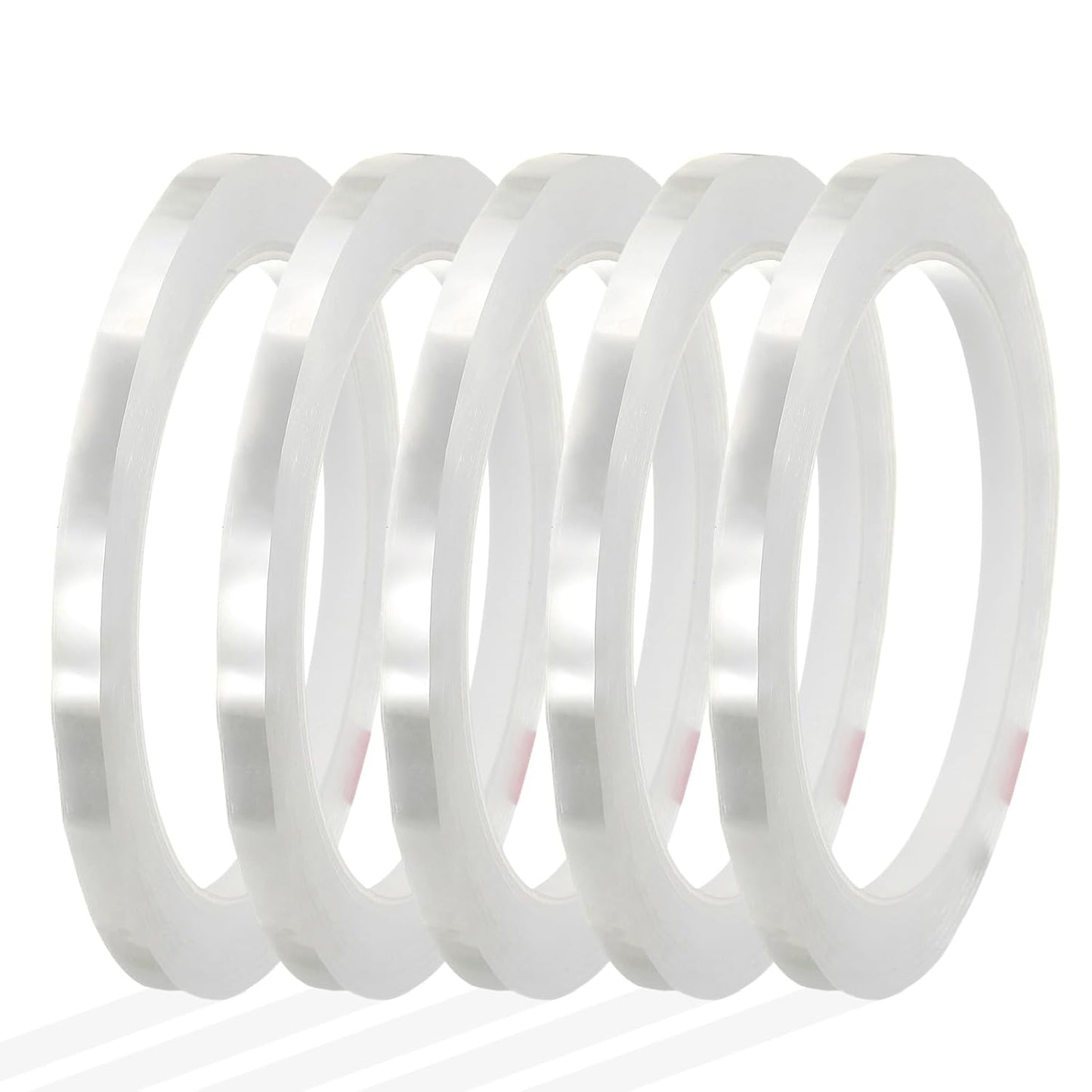 MECCANIXITY Whiteboard Tape 1/4" x 72 Yard Pinstripe Graphic Chart Line Grid Marking Tapes for Classroom Office Dry Erase Board Art, Clear, Pack of 5