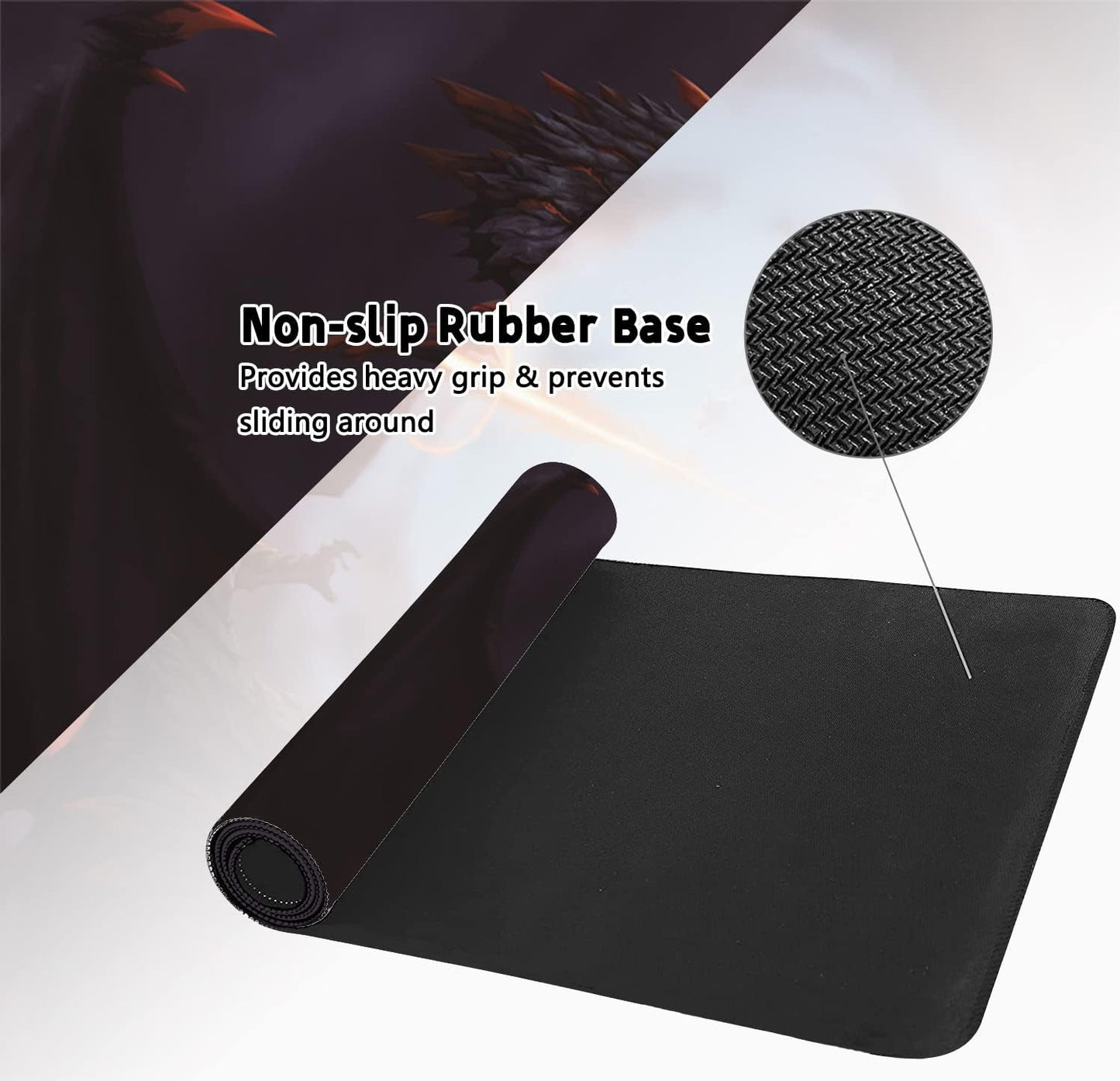 Extended Large Gaming Mouse Pad Cool Dragon Flame XXL Size Keyboard Mouse Mat Desk Pad with Non Slip Rubber Base Stitched Edges Office Decor for Women Girls Men,35.4 x 15.7inch