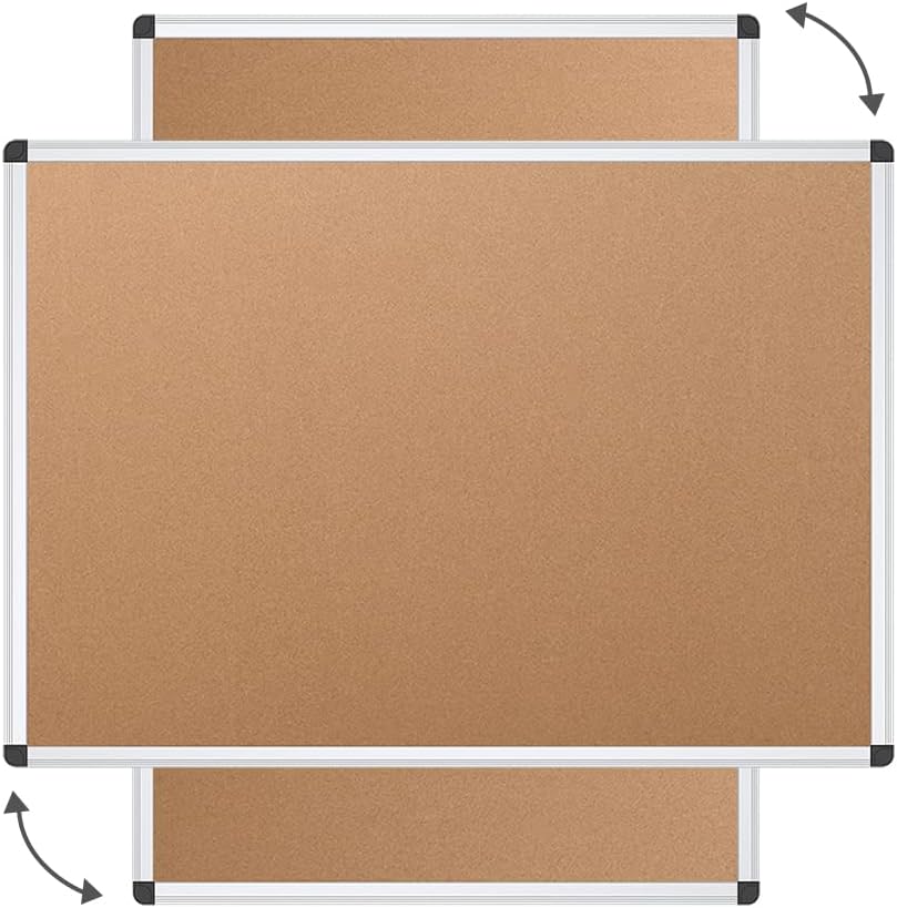 VIZ-PRO Cork Notice Board, 36 X 24 Inches, Pack of 2, Silver Aluminium Frame