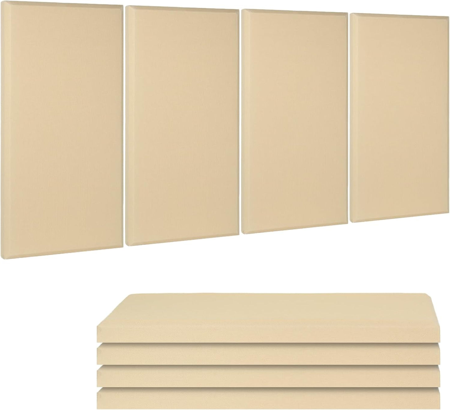 Fabric Sound Proof Foam Absorbing Acoustic Wall Panels 23.6’’x11.8’’ 4PCS Noise Cancelling for Room Home Studio Office Theater, Beige