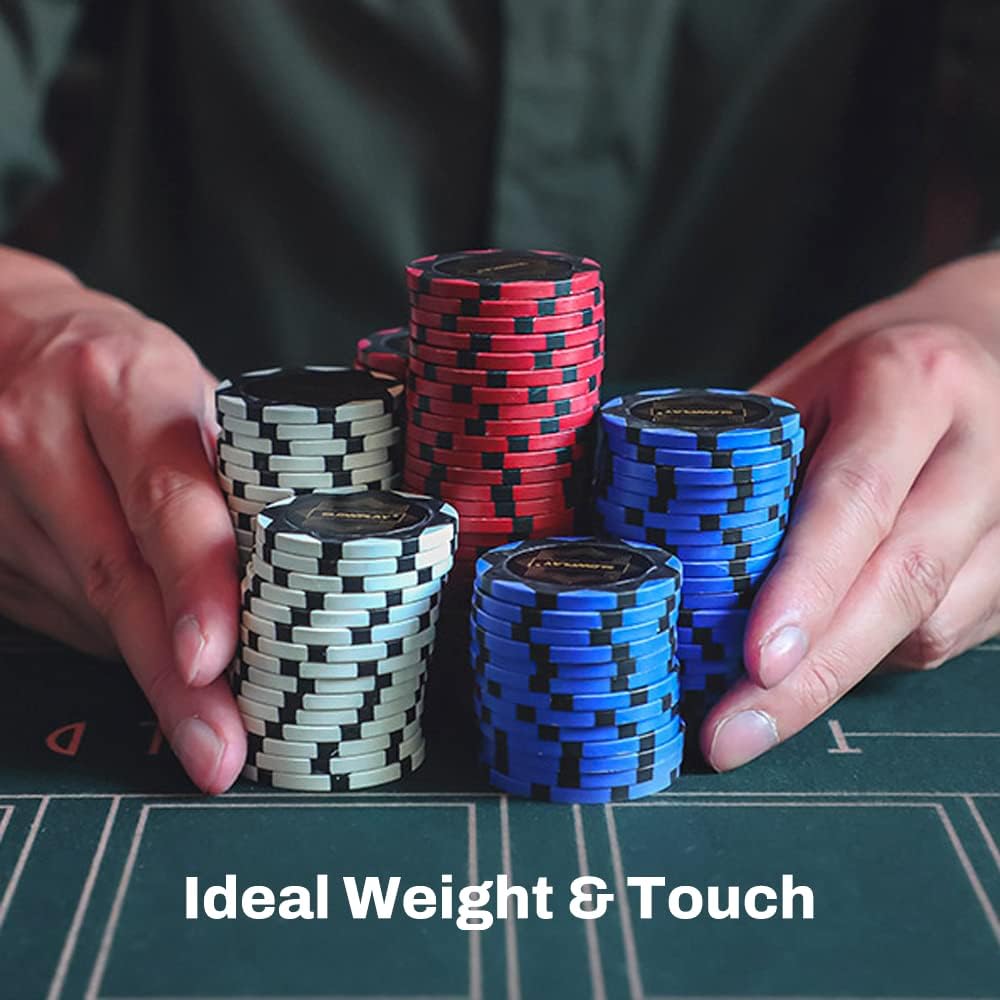 SLOWPLAY Nash Clay Poker Chips, 14 Grams Heavyweight Clay Composite, 40mm Large Chips in Bulk, Pack of 50 in Blue Without Denomination