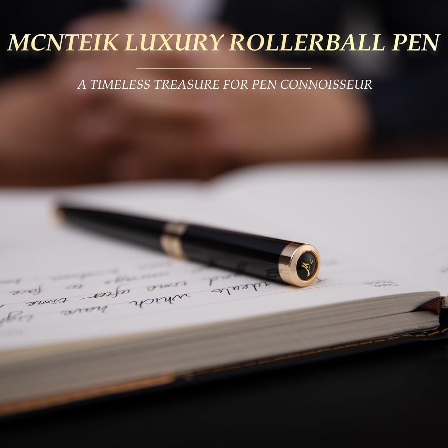 Black Rollerball Pen With 24K Gold Finish, Luxury Grade Craftsmanship Pen, Schmidt 888F Ink Refill, Exquisite Men's And Women's Gift Pen Set, Professional, Writing, Executive,Office, Nice Pen