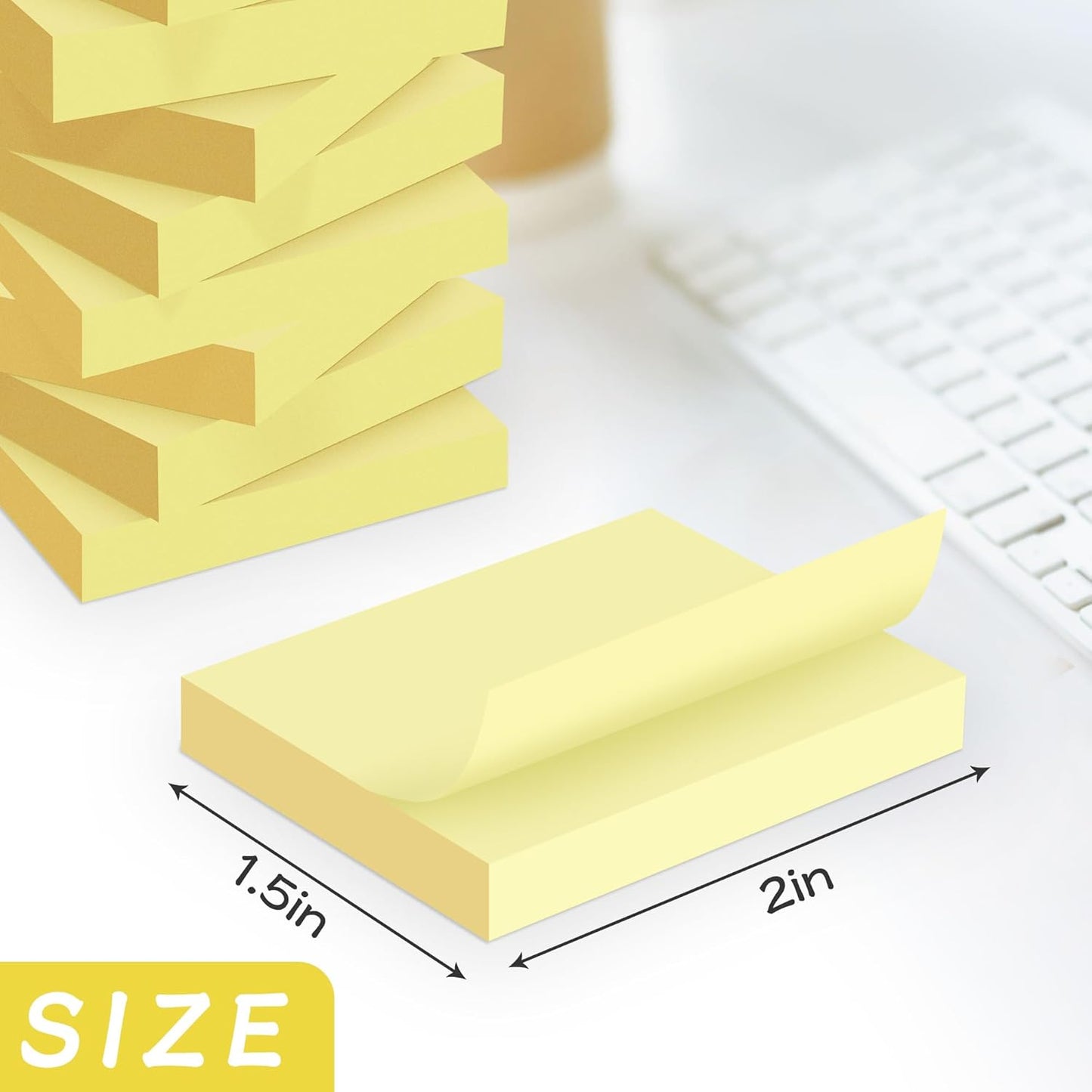 Mini Sticky Notes 1.5x2 in, 36 Pad Yellow Strong Adhesive Post, Suitable for School, Home, Office, Clean Removal