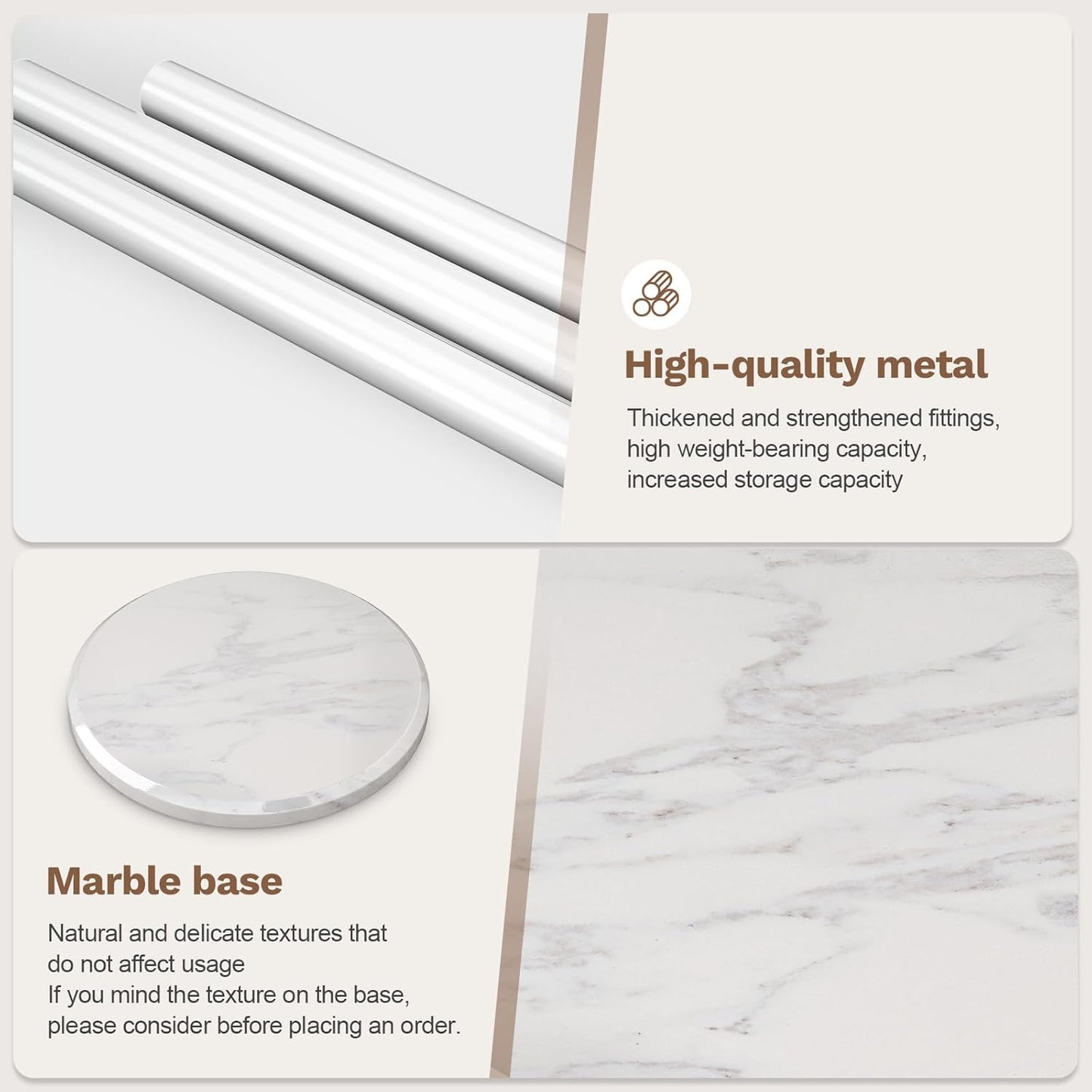 Coat Rack Freestanding with Marble Base, Heavy Duty Clothes Tree with Hooks and Umbrella Storage, Metal Hall Holder for Hanging Jacket, Hats, Scarf, Bag, Suitable for Entryway,Bedroom